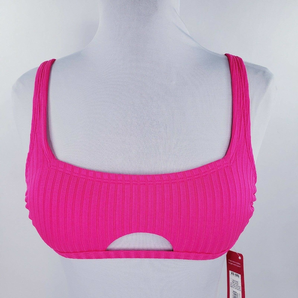 Xhilaration Cut Out Bikini Swim Top Hot Pink Juniors 1 Womens 00 Strappy